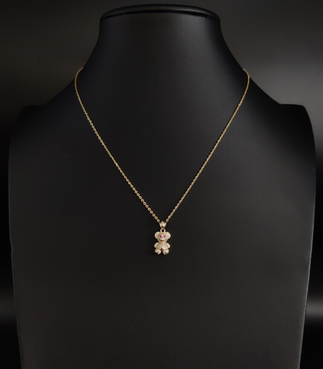 14k Real Gold Pendants Necklace,14k Real SOLID Gold Teddy Bear, 14k