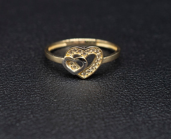 Buy Diamond Heart Crown Ring 14k Gold Love Heart Ring Women Dainty Royal Heart  Ring Minimalist Promise Ring Tiny Heart Ring Gold Online in India - Etsy