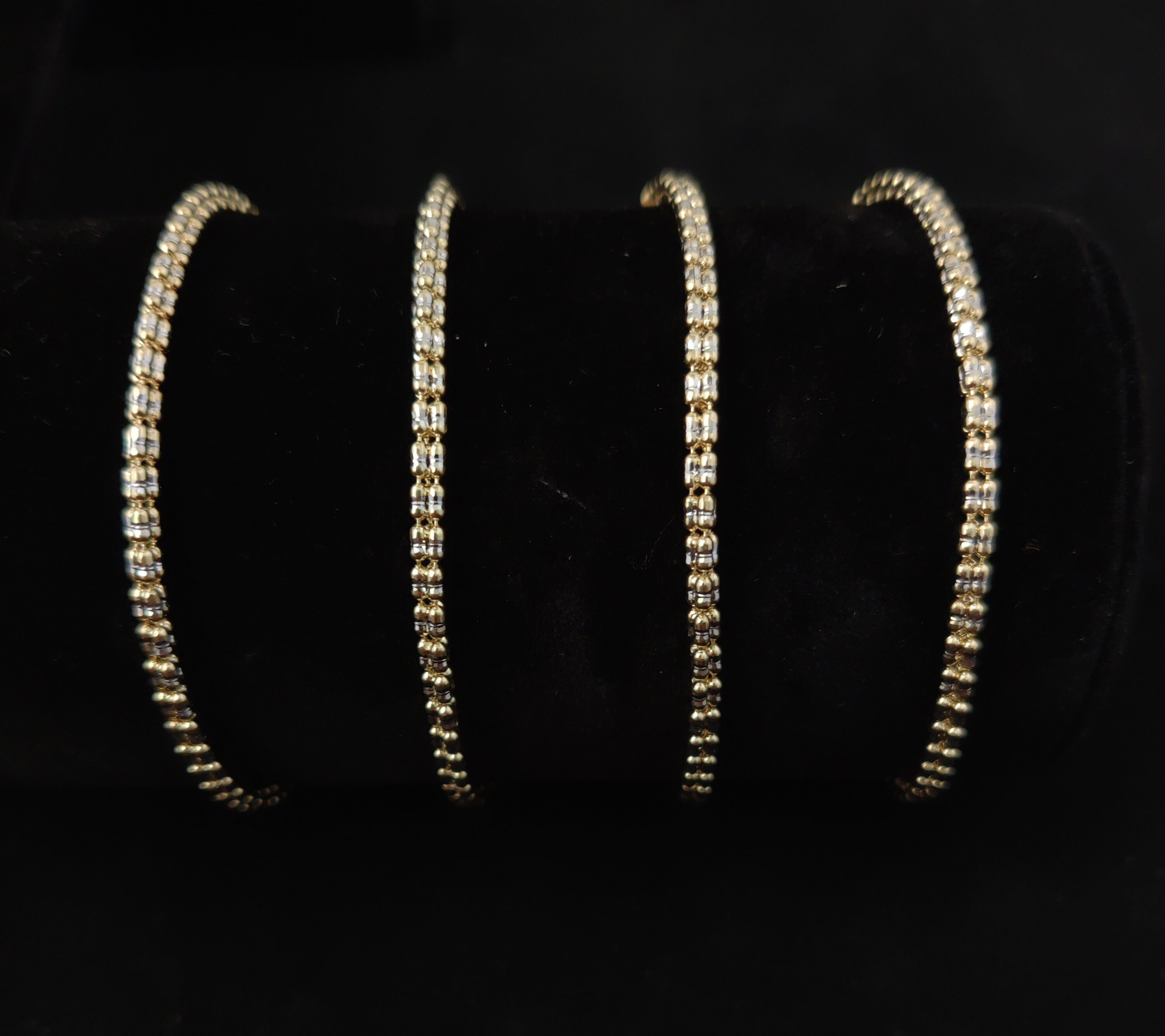 14k Real Gold Diamond Cut Ice Link 