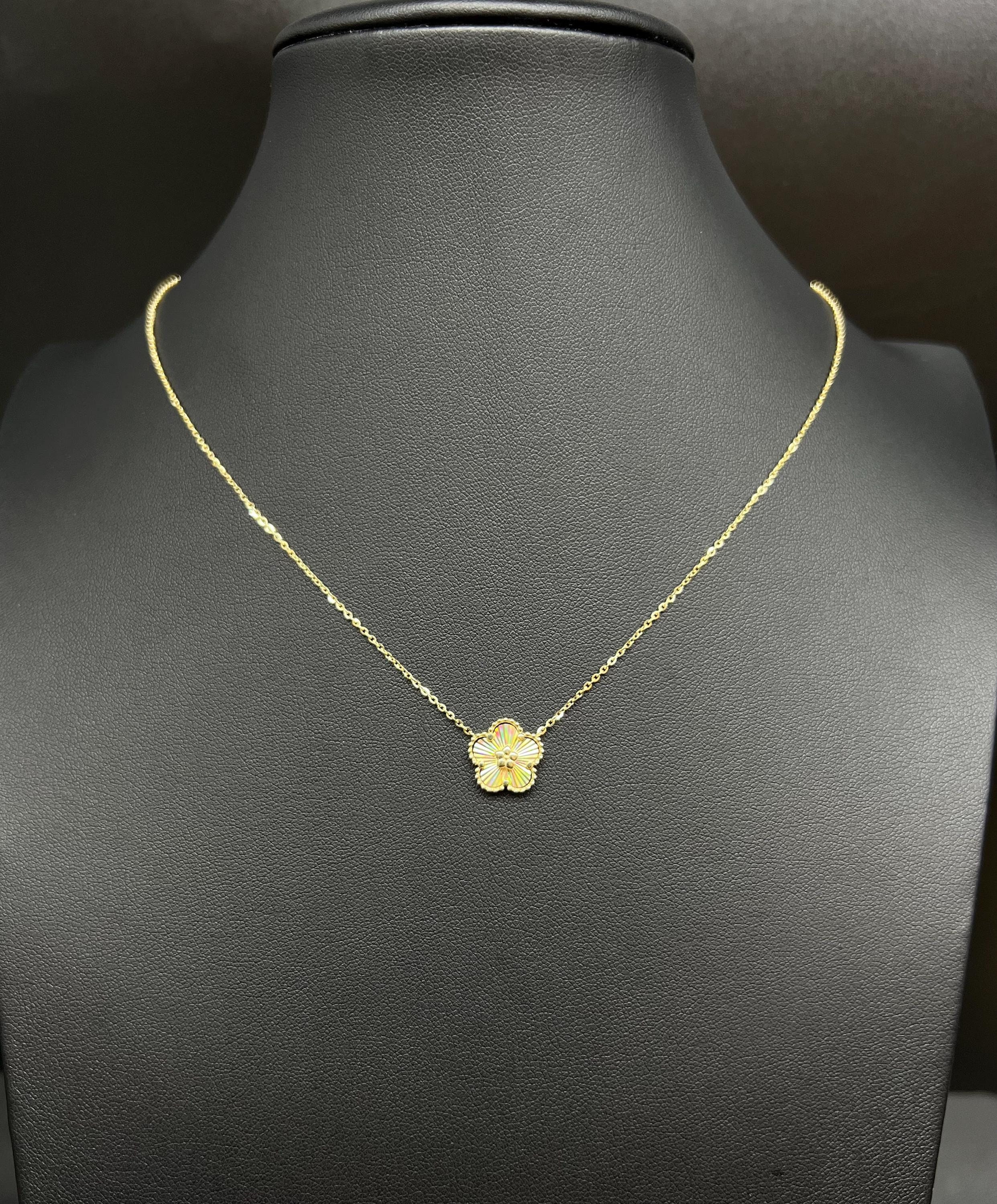 10k Solid Gold Flower Necklace, 10K Real Gold Flower Bracelet, 10K Solid Gold Flower Chain, Great Gift, 10k Gold Dainty Women Necklace