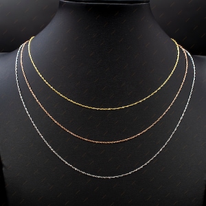 14K Solid Yellow, White, Rose Real Gold Diamond Cut Singapore Chain,  14K Singapore Necklace , 14K 1.1 mm Singapore Chain ,Women Necklace