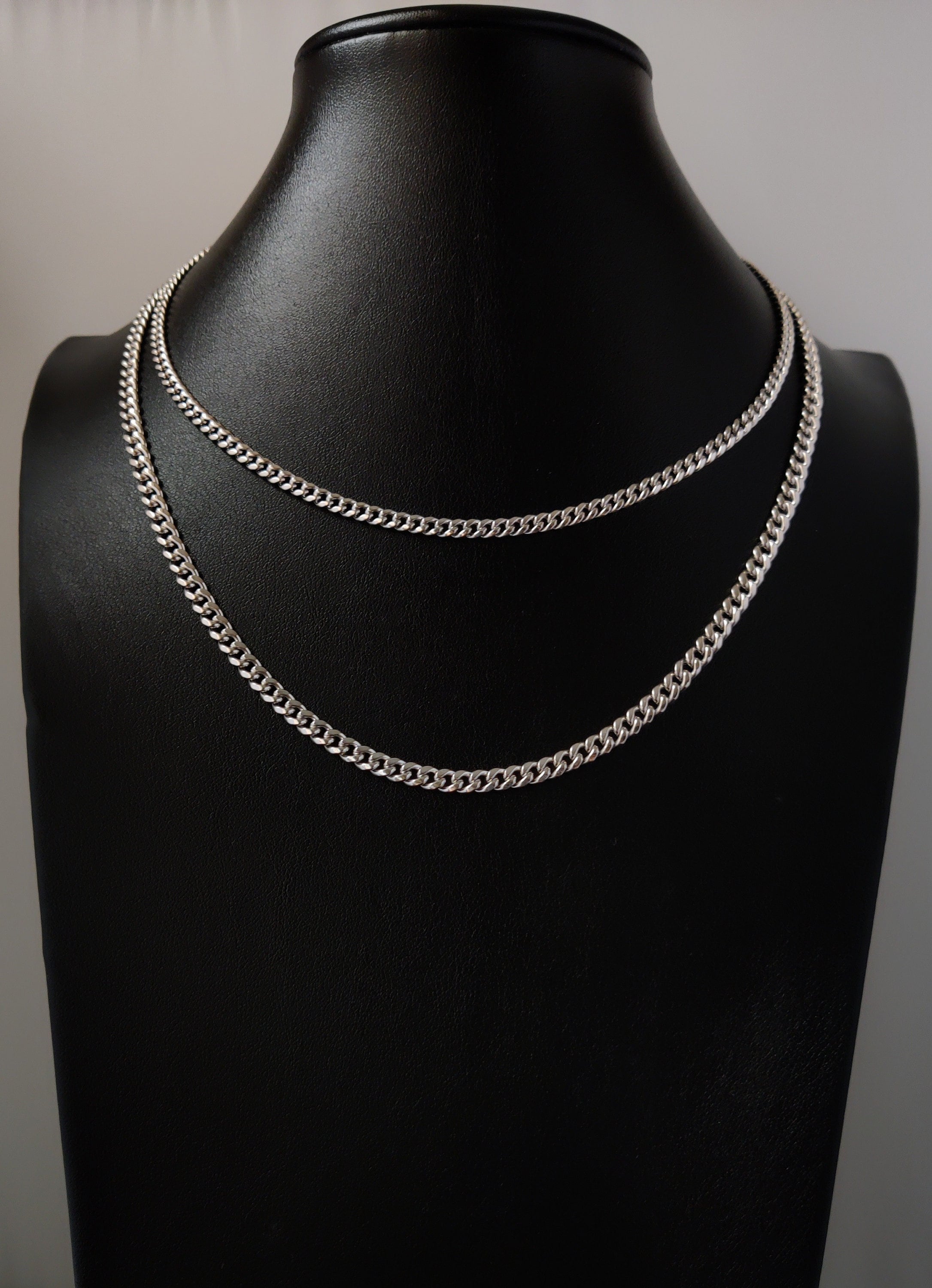 Collar de cadena de eslabones cubanos de Miami de oro blanco real de 10 k, 3,8 mm y 4,5 mm, oro blanco de 10 k, cadena de oro para hombre, cadena de oro para mujer, cadena cubana de Miami blanca