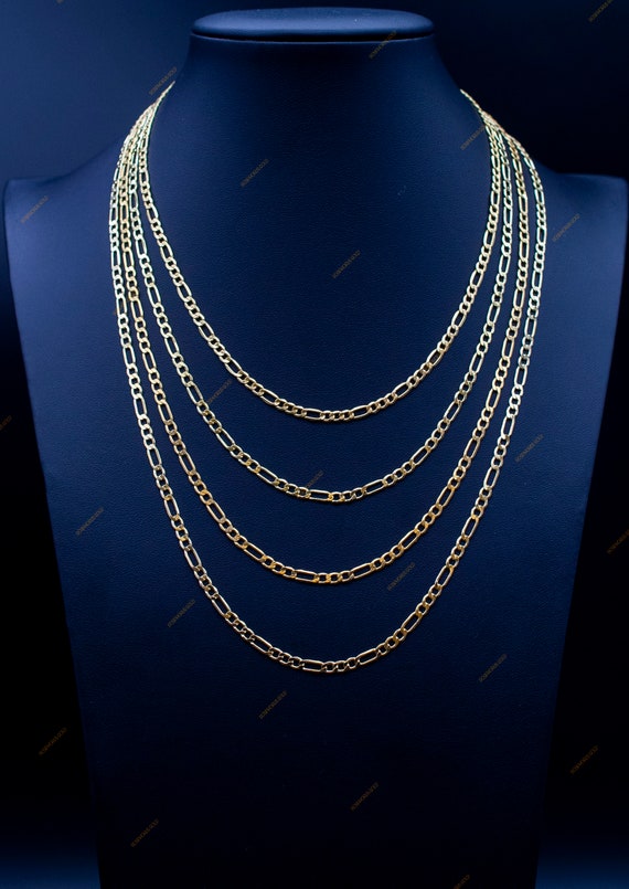 10K Yellow Gold Figaro Chain Necklace 3.5mm 16 - Etsy Canada