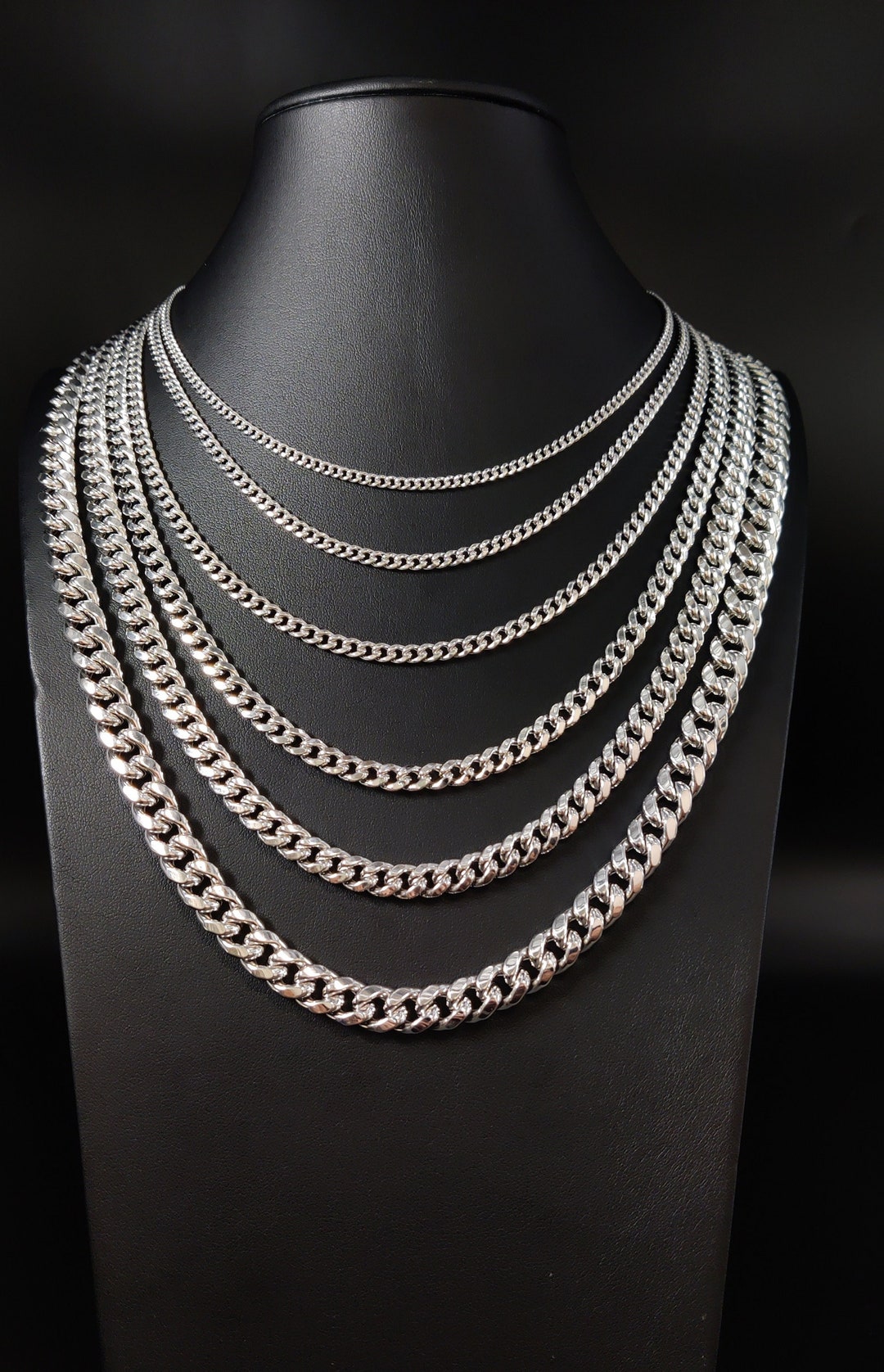 10k Real White Gold Miami Cuban Link Chain Necklace,3mm9.4mm 10K White — free download