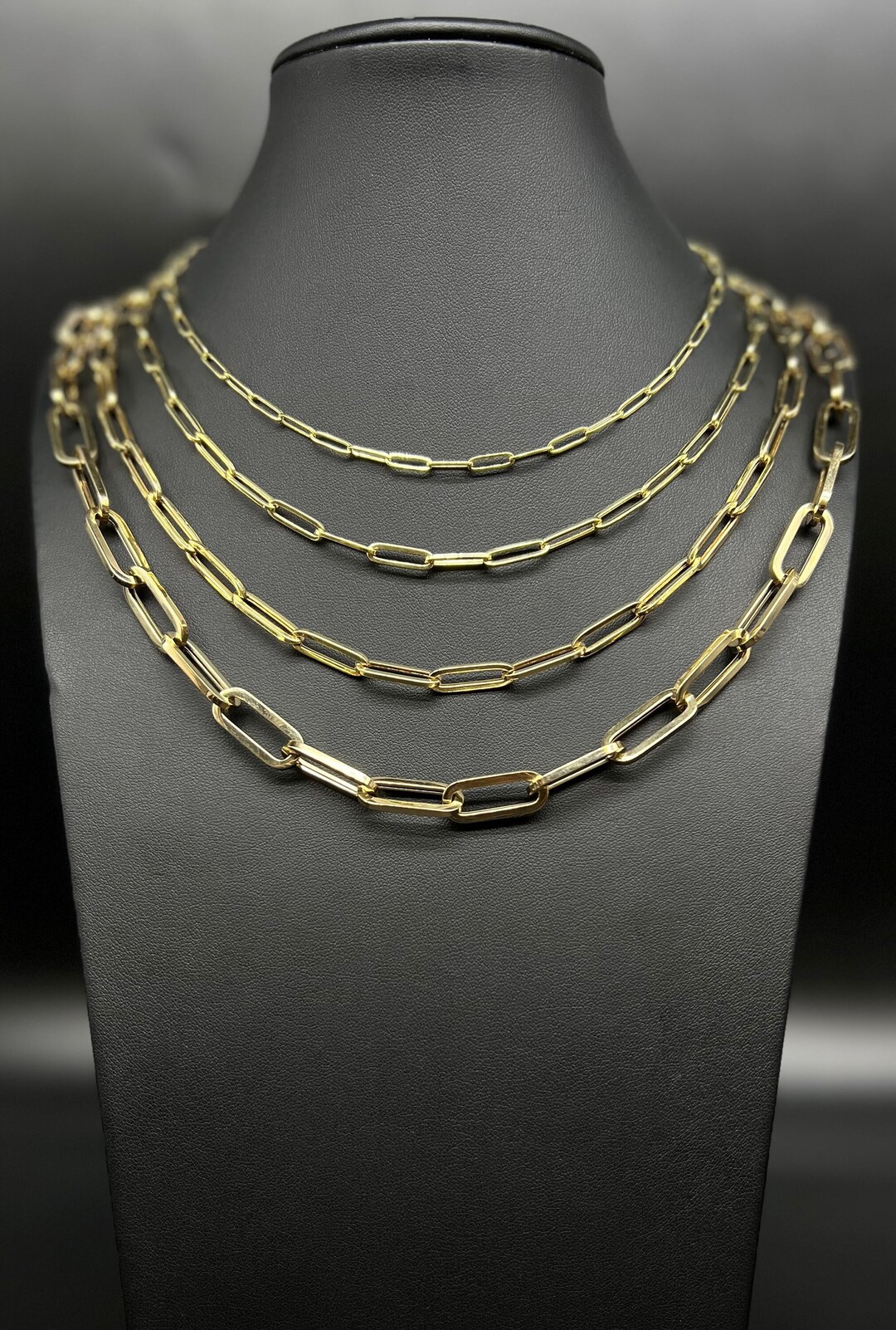 14k Yellow Gold Textured Paperclip Chain (3.5 mm)