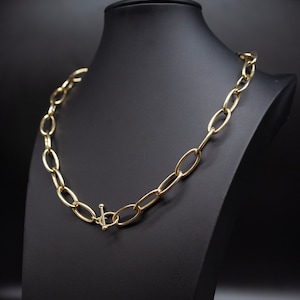 14k Real Solid  Gold Oval Link Chain, 14k Gold 12mm Oval Link Necklace and Bracelet, 14k Yellow Gold Chunky Link Chain, 14k Oval Link Chain