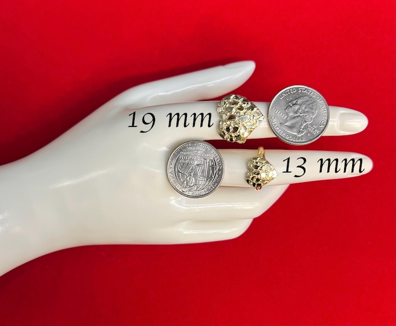 10k Real Solid Gold Square Nugget Ring, 11mm 13mm 16mm 18mm, 10k Gold Ring, 10k Gold Statement Ring, Men and Women Ring, Nugget Ring image 2
