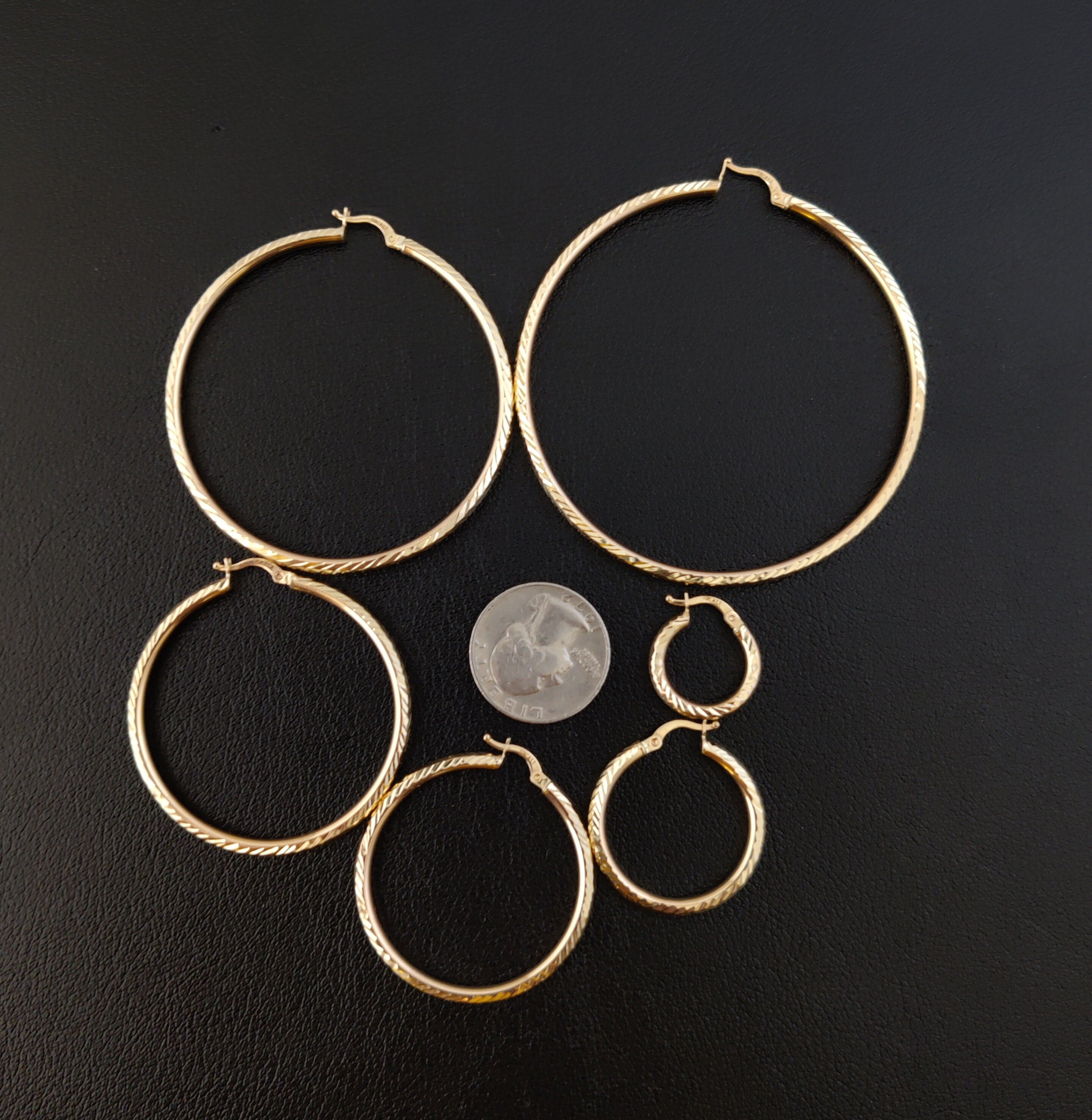 10k yellow gold diamond cut hoop earrings Outlet