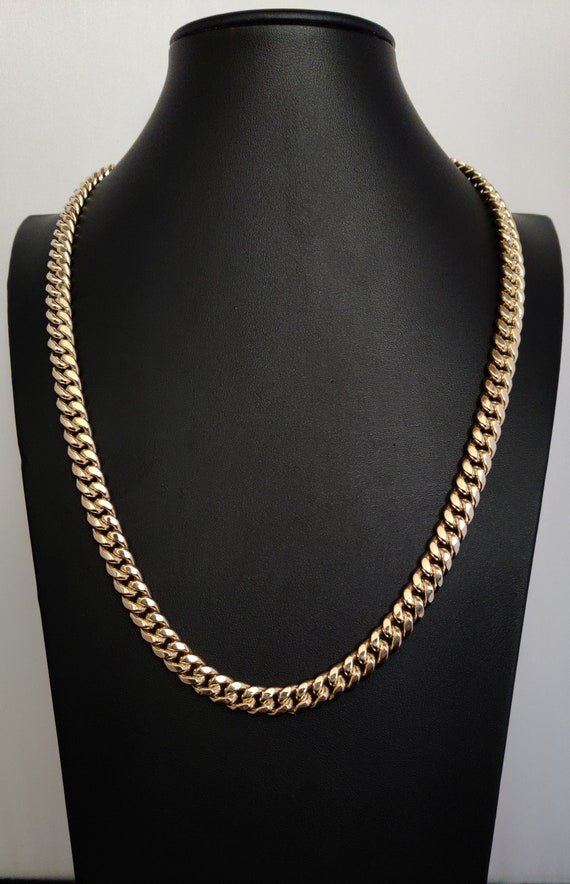 10k Real Gold Miami Cuban Link Chain Necklace 9mm 24 Inches | Etsy
