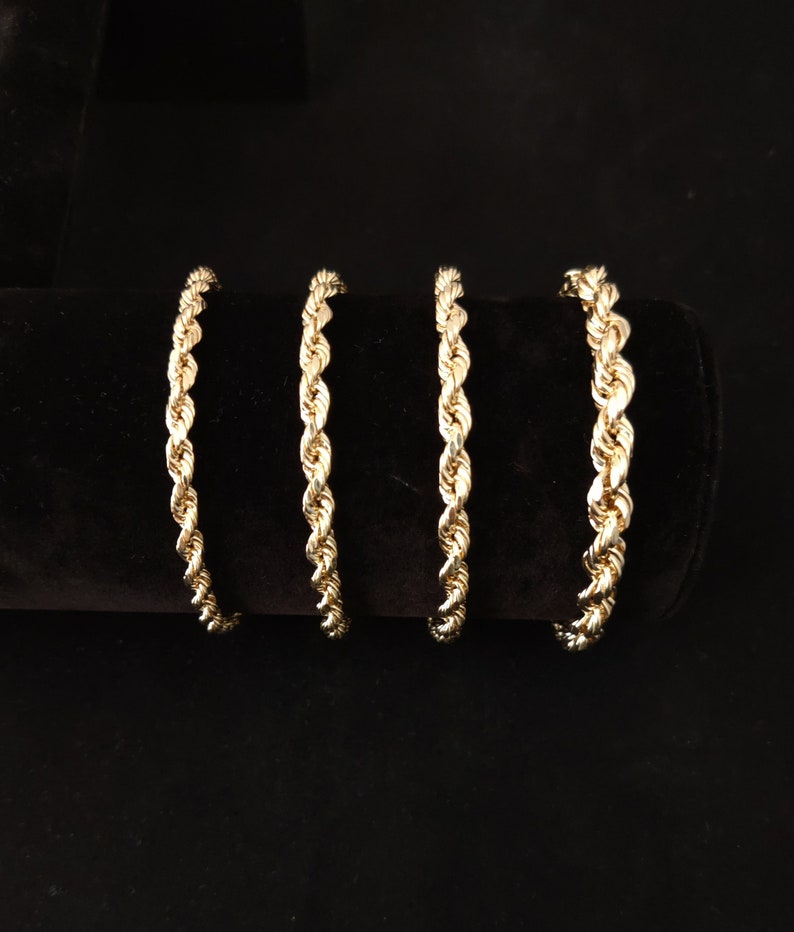 10K Gold Rope Chain Gold Rope Chain Bracelet 3mm 3.6mm 4mm Etsy