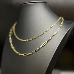 10K Real Yellow Gold Paperclip Chain Necklace and Bracelet,10k 2.3mm, 3mm, 4.5mm Real Gold, 10k Gold Paperclips Chain,10K Fancy Paperclips