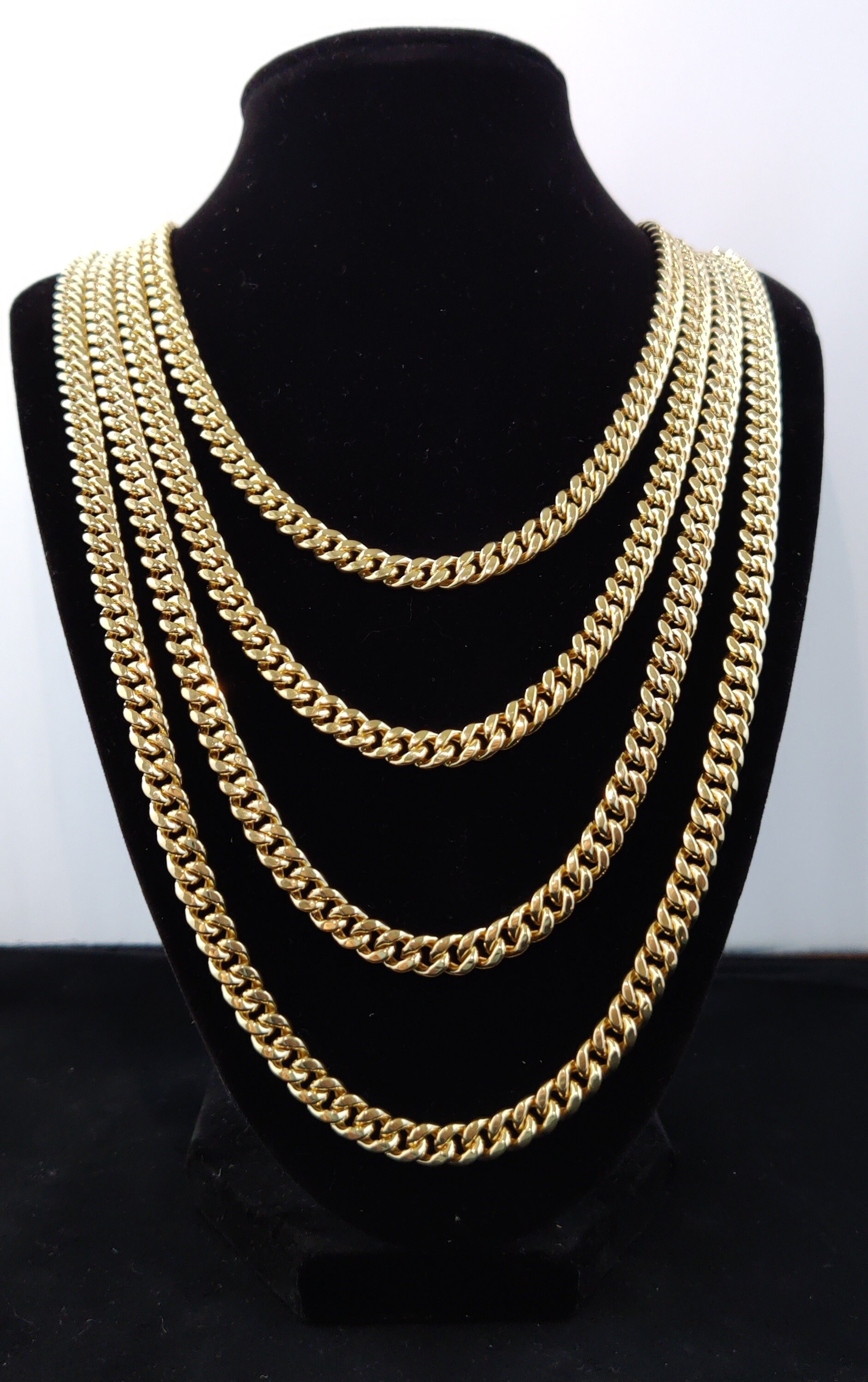 10k Real Gold Miami Cuban Link Chain Necklace 6.7mm 22 Inches Real