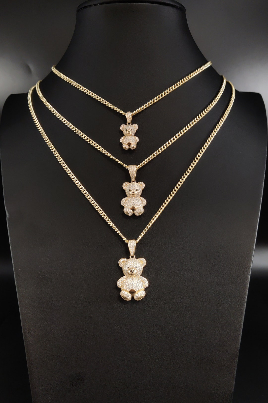 14k Real Gold Pendants Necklace,14k Real Gold Teddy Bear, 10k Real Gold