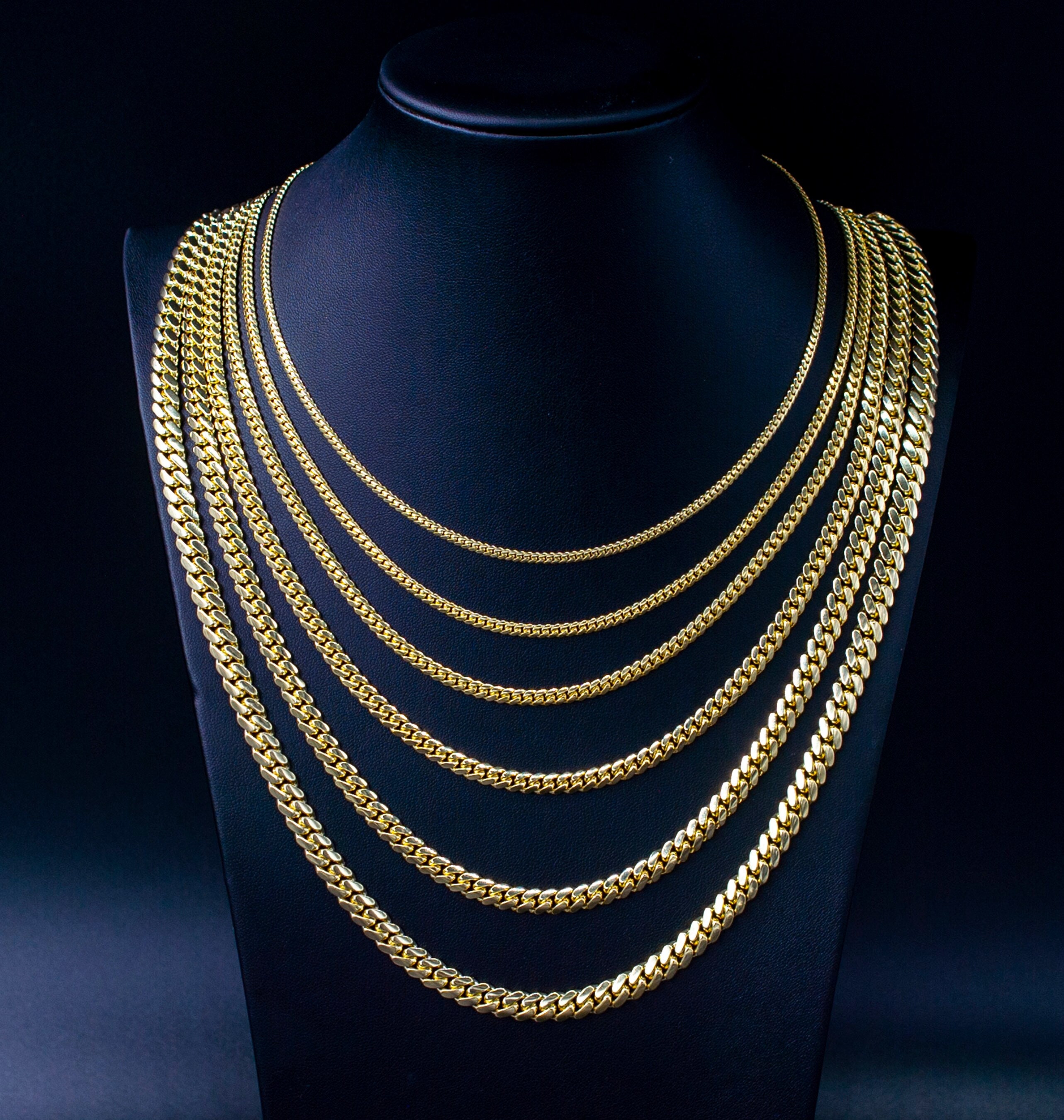 14k Real SOLID Gold Miami Cuban Link Chain Necklace 1.7mm 7mm