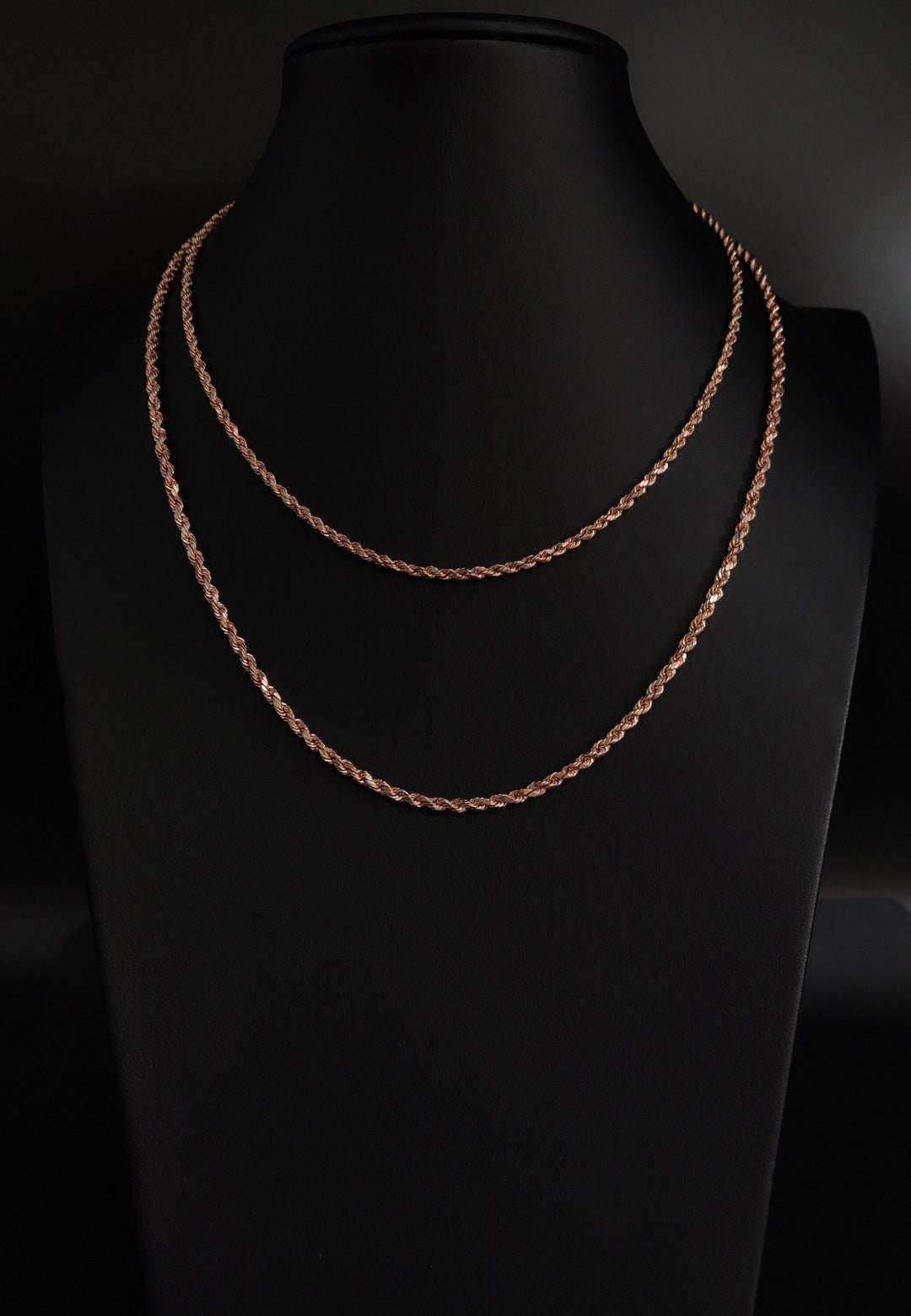 10K Rose Gold Rope Chain 10k Real Rose Gold 2.6mm and 3.2mm - Etsy