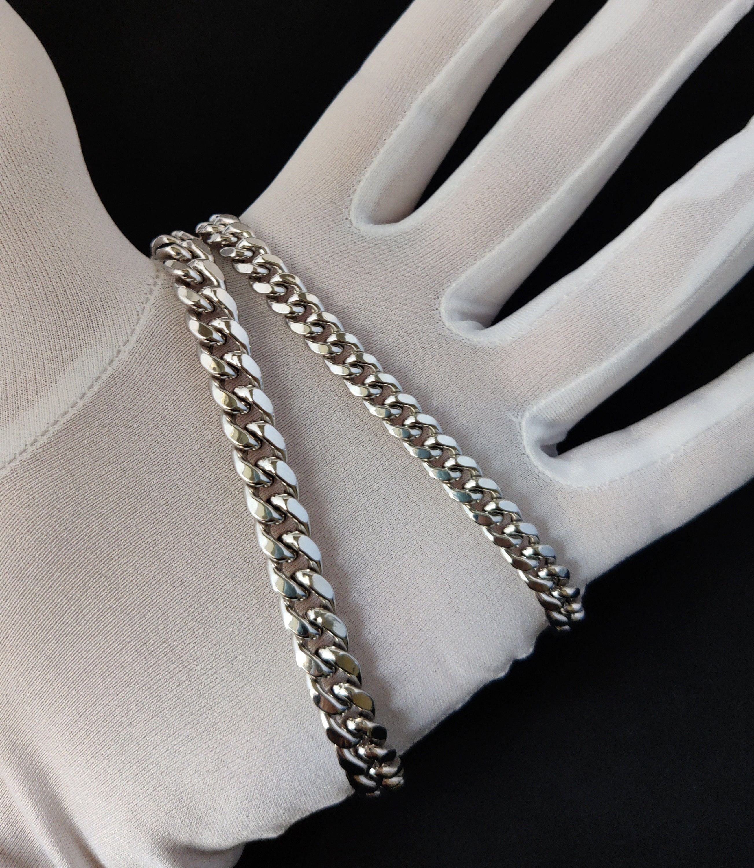 10K 本物のホワイト ゴールド マイアミ キューバン リンク チェーン