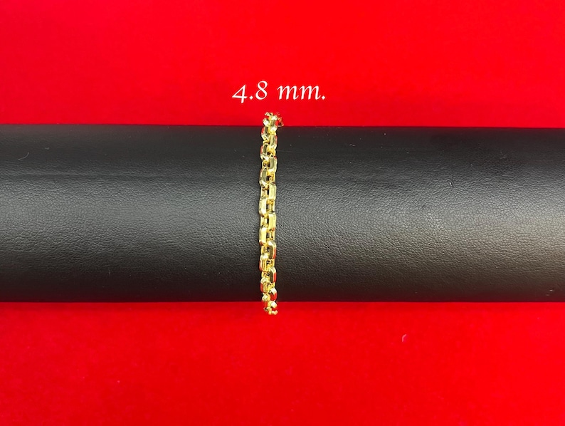 10K Gold Box Chain Bracelet, 10K Gold Bracelet,Women and Men, 10k Gold chain,Real Gold 10k Round Box chain Bracelet, 10k Rolo Chain Bracelet image 4