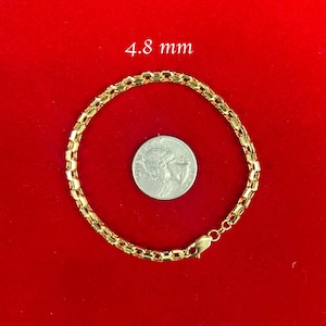 10K Gold Box Chain Bracelet, 10K Gold Bracelet,Women and Men, 10k Gold chain,Real Gold 10k Round Box chain Bracelet, 10k Rolo Chain Bracelet image 5