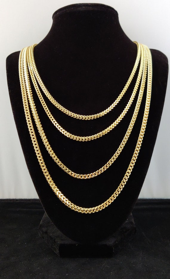 10K Real Semi Solid Gold Franco Chain Necklace Etsy