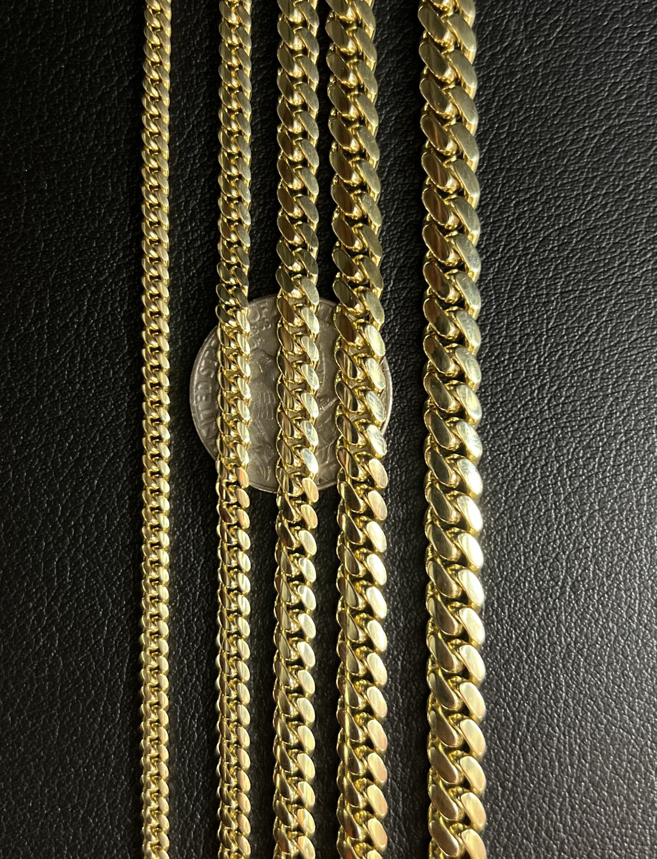 1,4 MM MASSIV Miami Kubanischer Bordstein Gliedkette Halskette Echt 10K