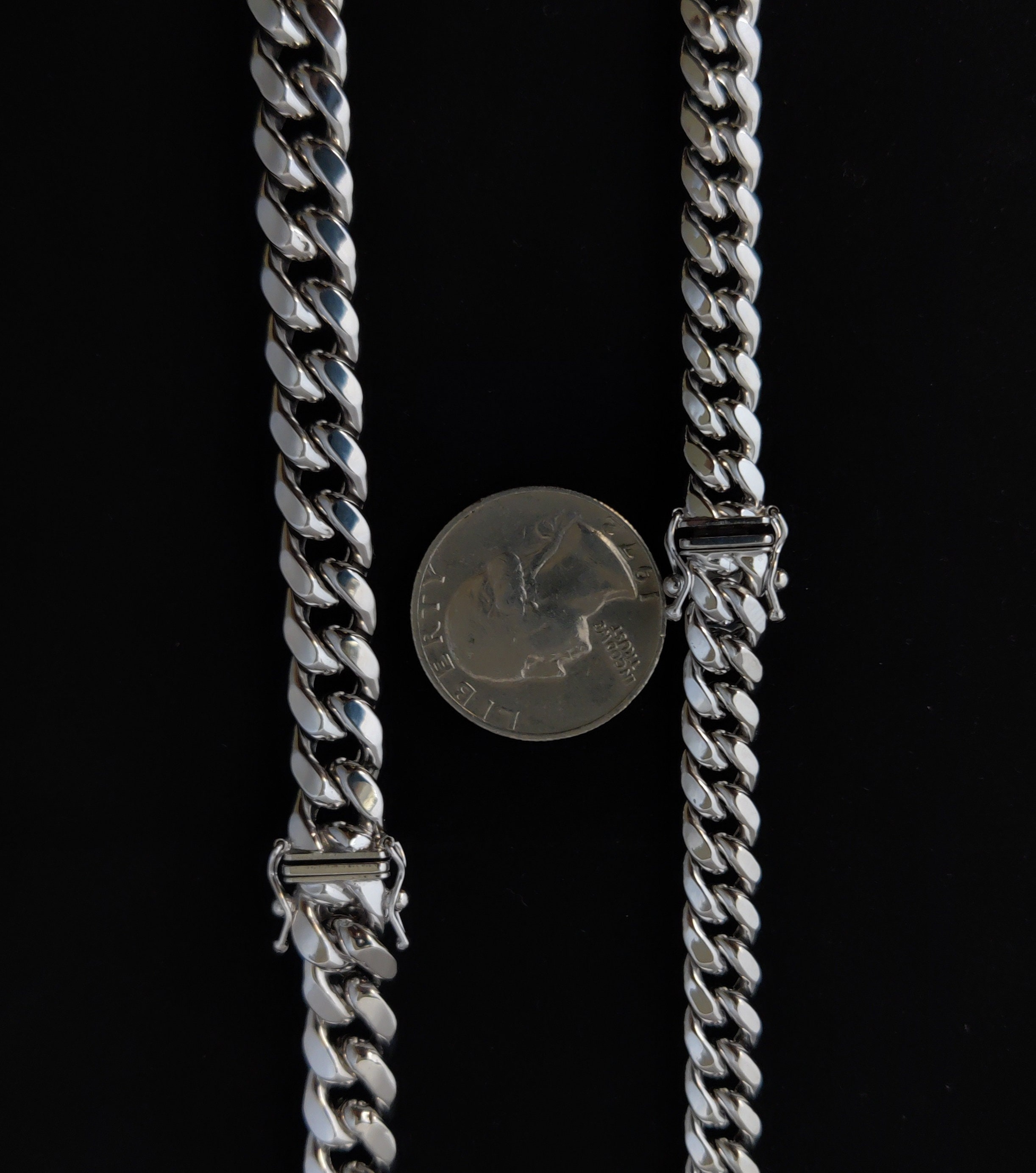 10K 本物のホワイト ゴールド マイアミ キューバン リンク チェーン