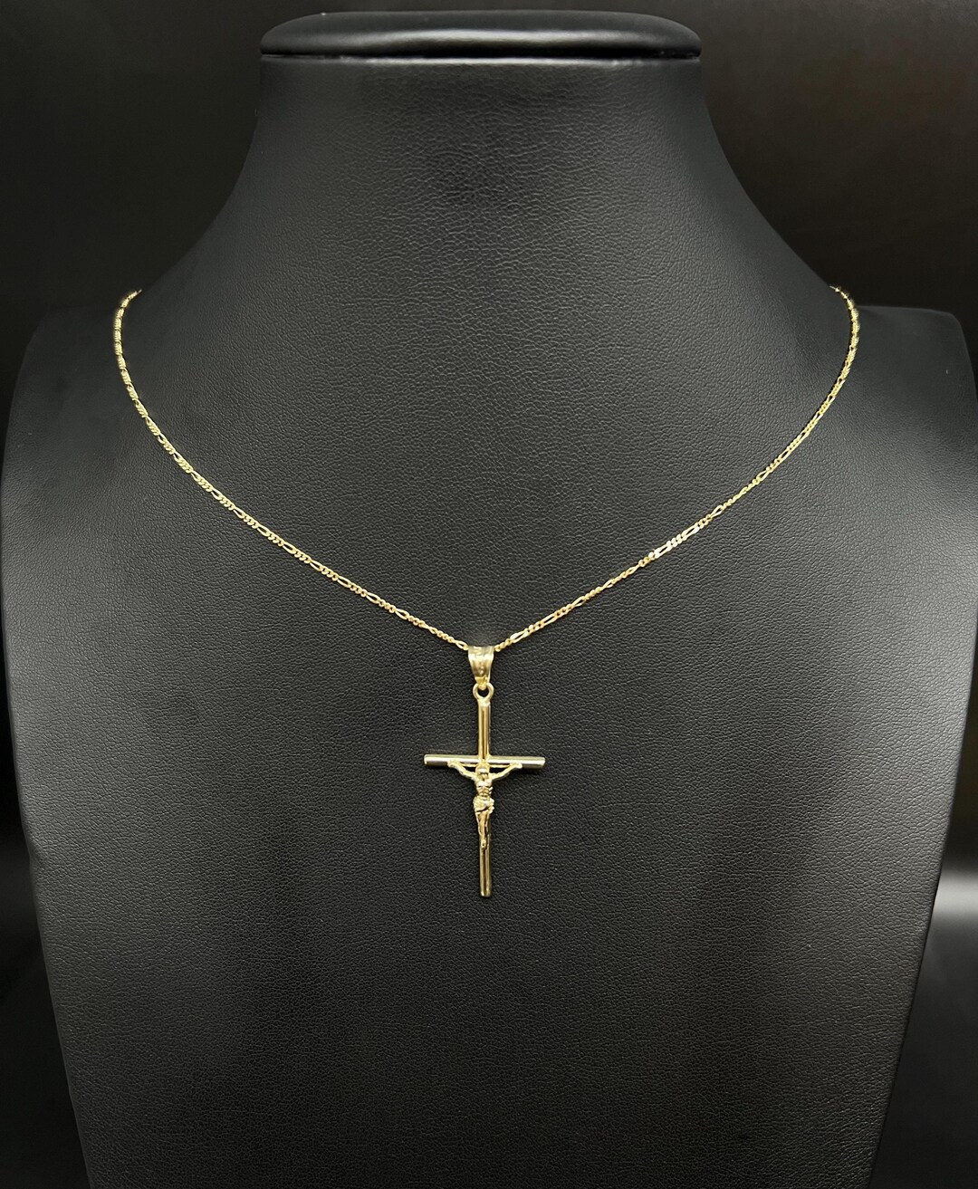 Glänzend Filigraner Kruzifix Kreuz Jesus Anhänger Massiv Echt