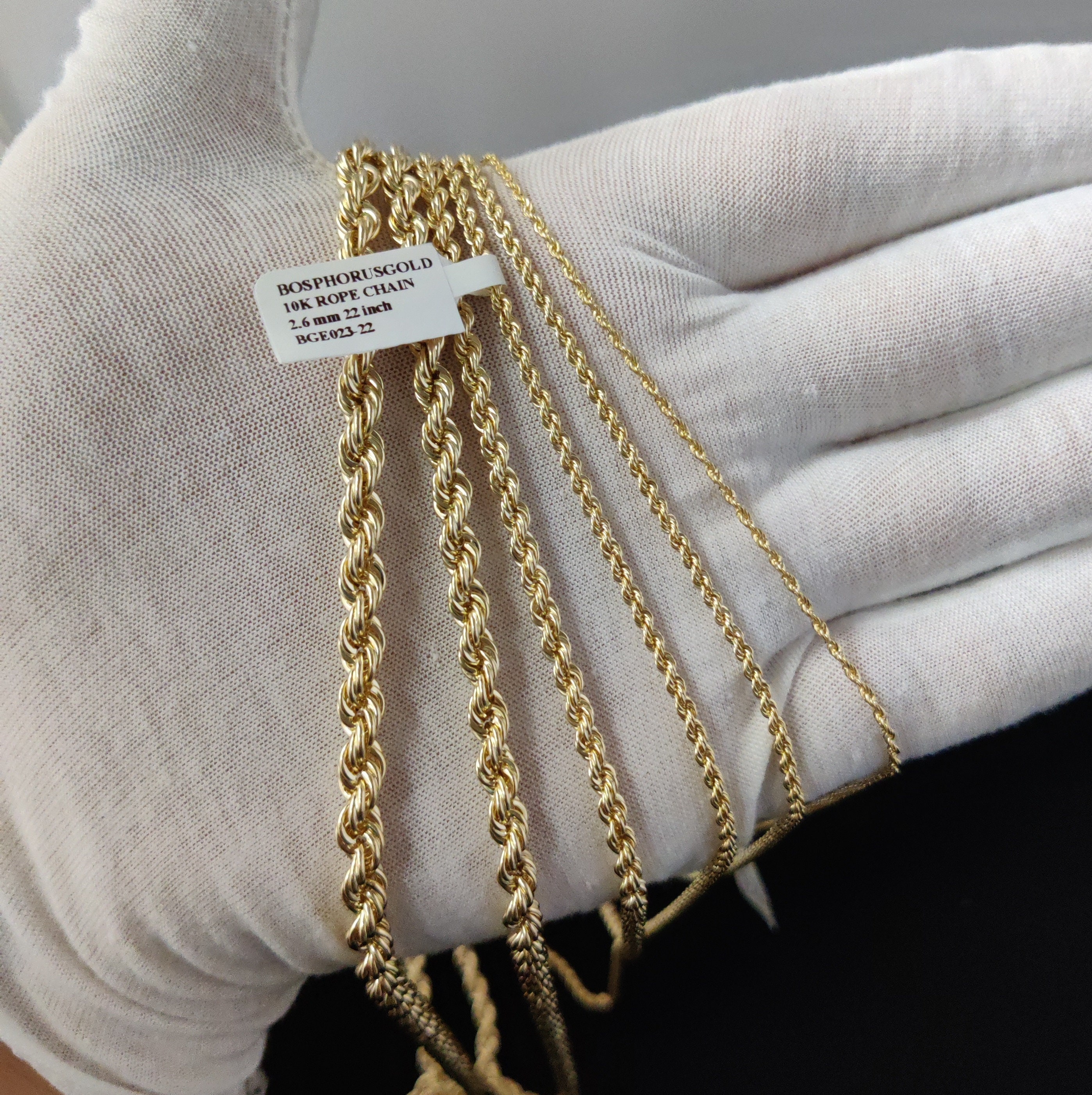 10K Gold Rope Chain Gold Rope Chain Necklace 2mm 2.2mm 2.6mm
