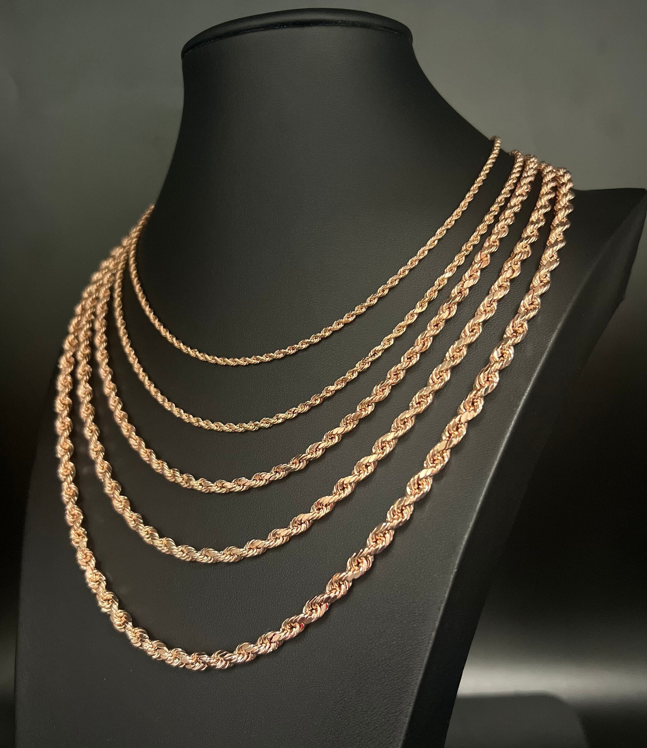 10KローズゴールドロープチェーンネックレスRoseGoldRopeChain 10K ローズゴールド ロープ チェーン ネックレス 約61cm 幅2.5mm