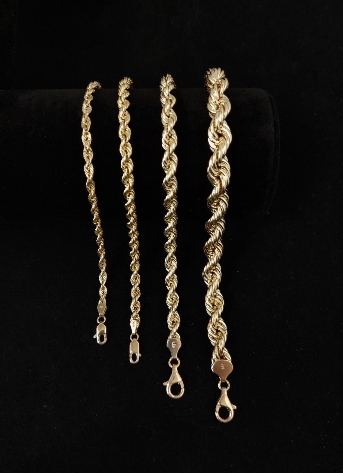 14K Gold Rope Chain Gold Rope Chain Bracelet 3mm 4mm 6mm Etsy