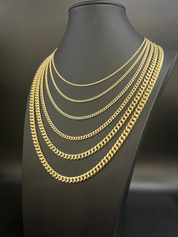 14k Real Gold Miami Cuban Link Chain Necklace 2mm 6.8mm Inches