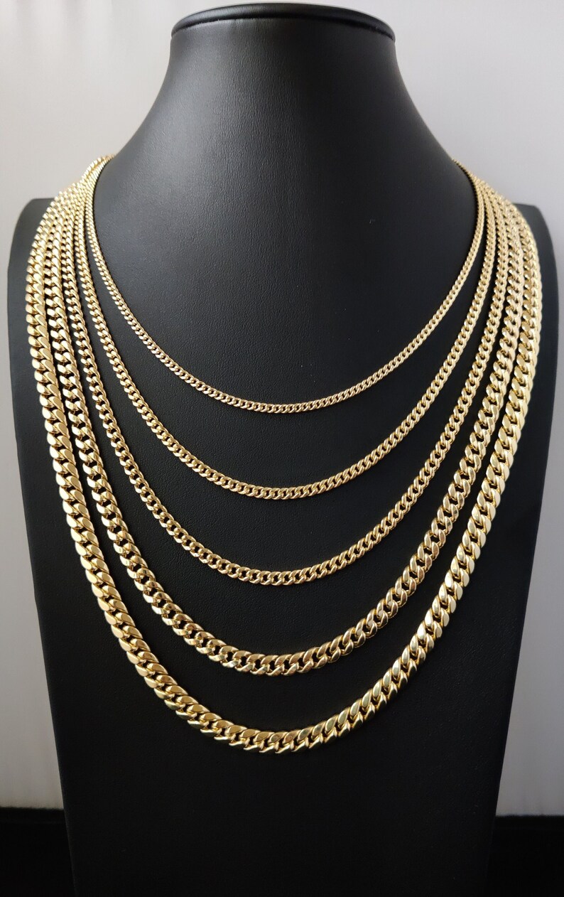 14k Real Gold Miami Cuban Link Chain Necklace 3mm 6.7mm - Etsy