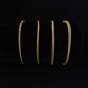 10K Real Gold Franco Chain Bracelets, 1.6mm - 4mm Real 10K Yellow Gold Franco Chain Bracelet, 10k Gold Franco Chain