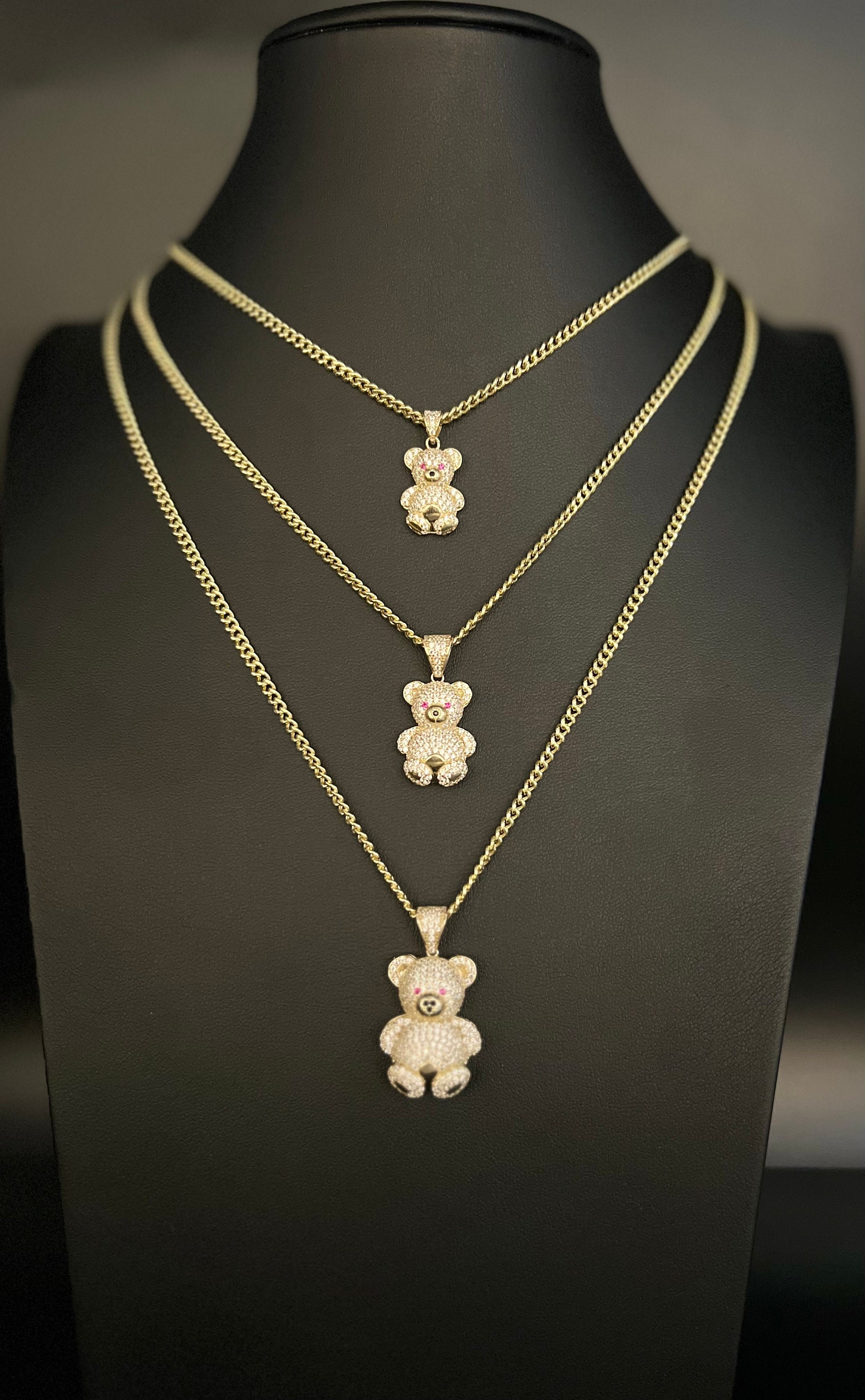 14k Real Gold Pendants Necklace14k Real Gold Teddy Bear 10k Etsy