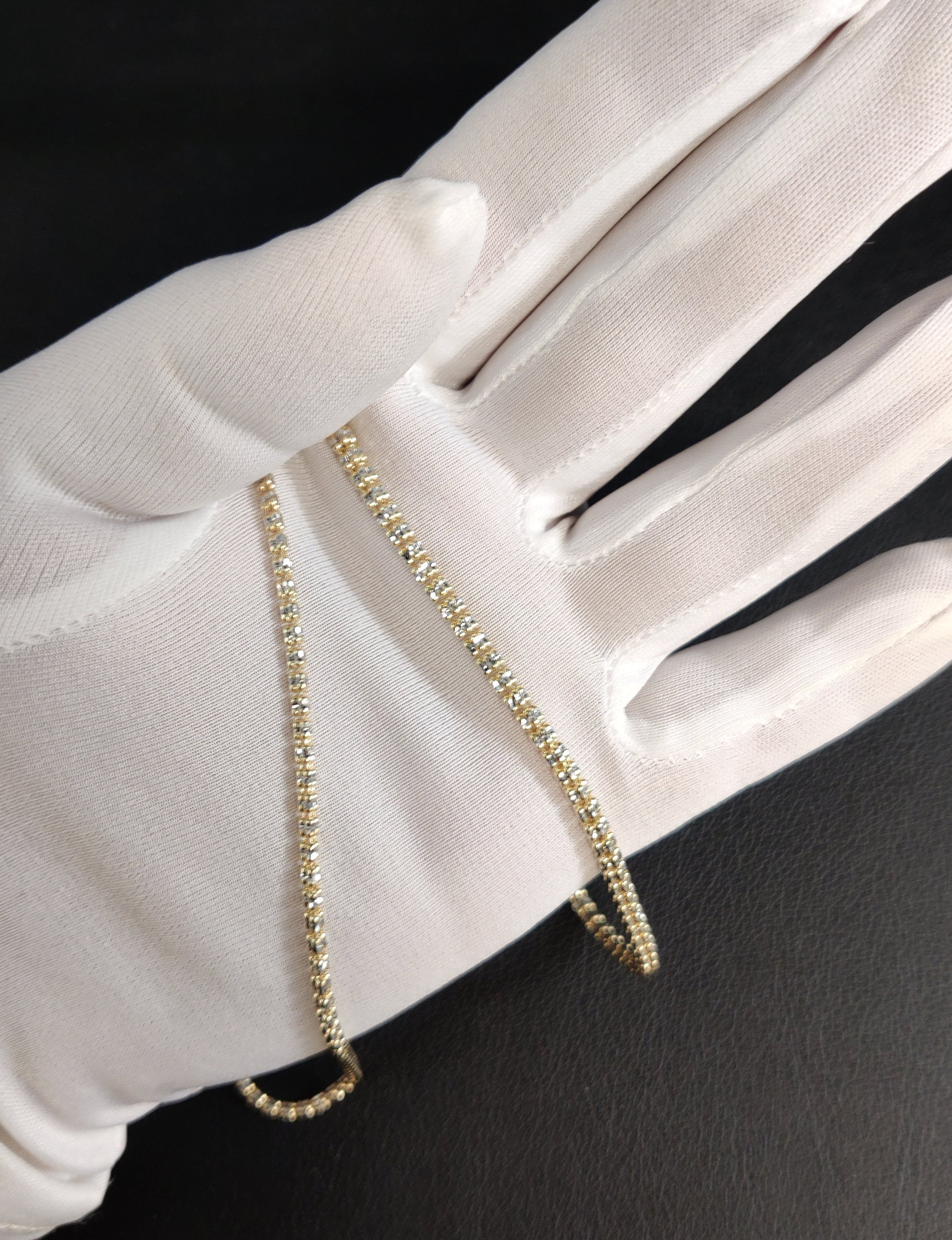 14k SOLID Real Gold Iced Out Chain, Two Tone Yellow and White Diamond ...