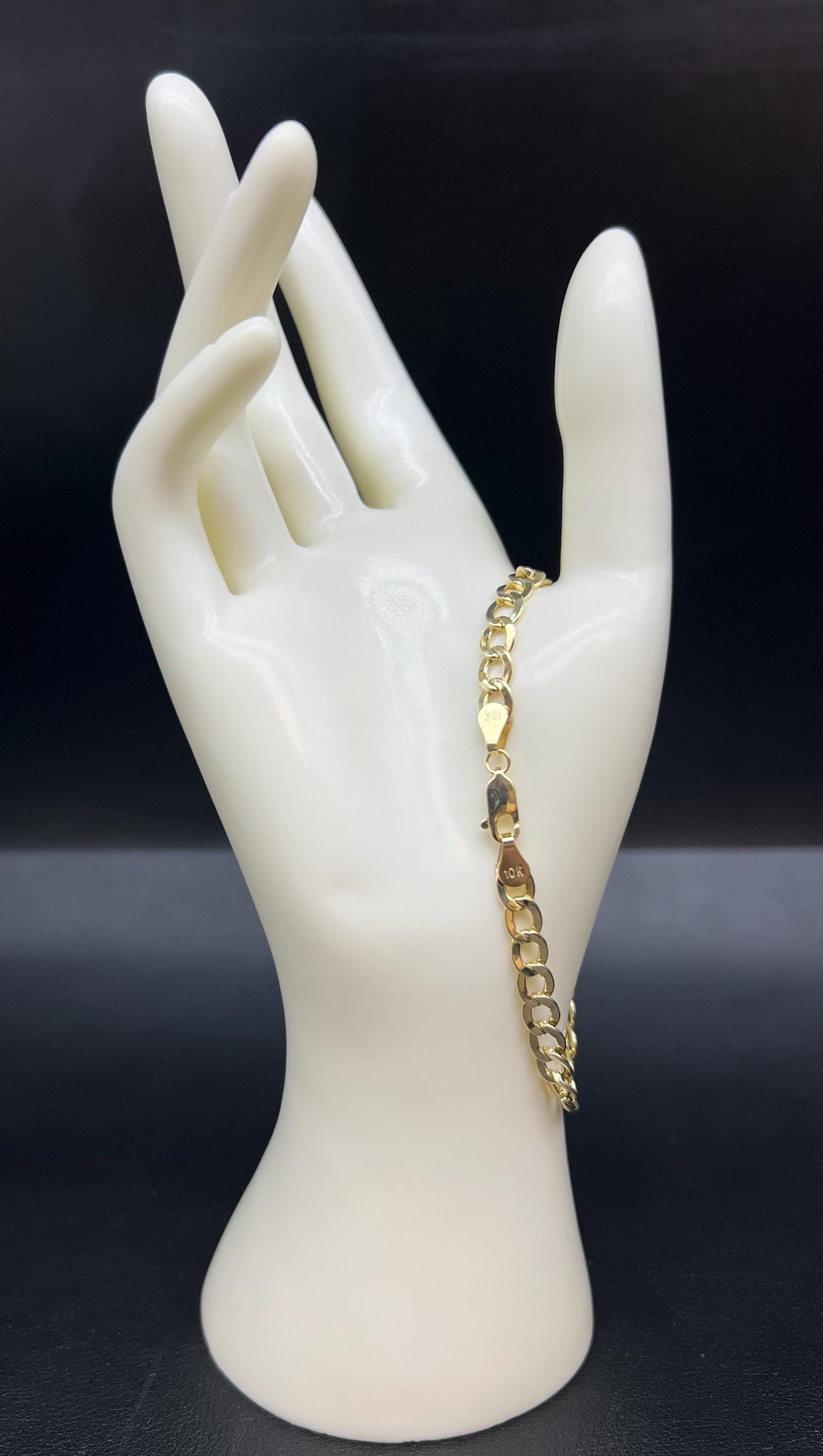 Elegante Bracciale Da Uomo In Oro Giallo 18 Carati Da 20 Cm Di Lunghezza E 8 Mm Di Larghezza, Modello Cubano, Con Chiusura A Scatola, 14,35 G Di Oro 18 Carati, Oro - Foto 2