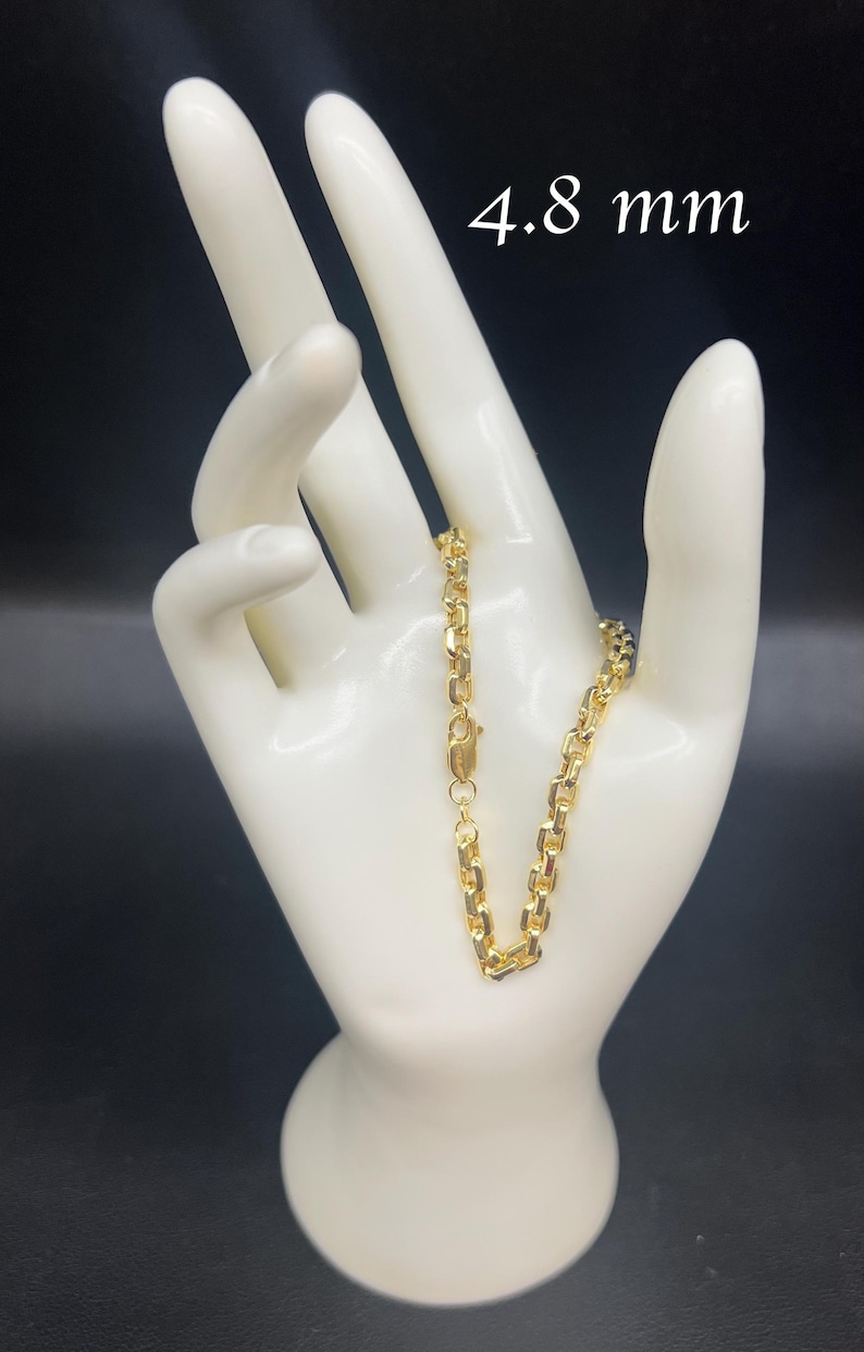 10K Gold Box Chain Bracelet, 10K Gold Bracelet,Women and Men, 10k Gold chain,Real Gold 10k Round Box chain Bracelet, 10k Rolo Chain Bracelet image 6