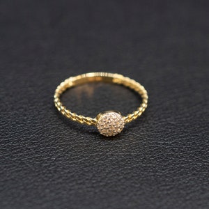 Anello con perlina in oro giallo massiccio 14k, anello da donna in oro massiccio 14k, anello in oro con pietra preziosa Bad Ball per donna, regalo, anello in oro