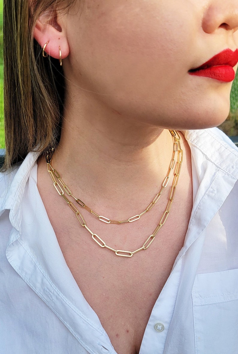 14k Yellow Gold Fancy Paperclip Chain Necklace Bracelet 3.5mm Etsy