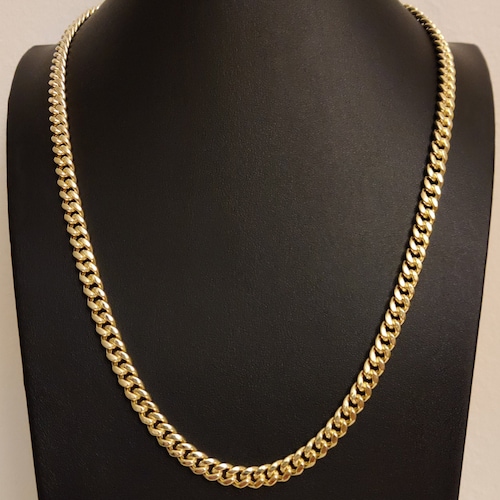 14k Real Gold Miami Cuban Link Chain Necklace 6.7mm 24 Inches Etsy