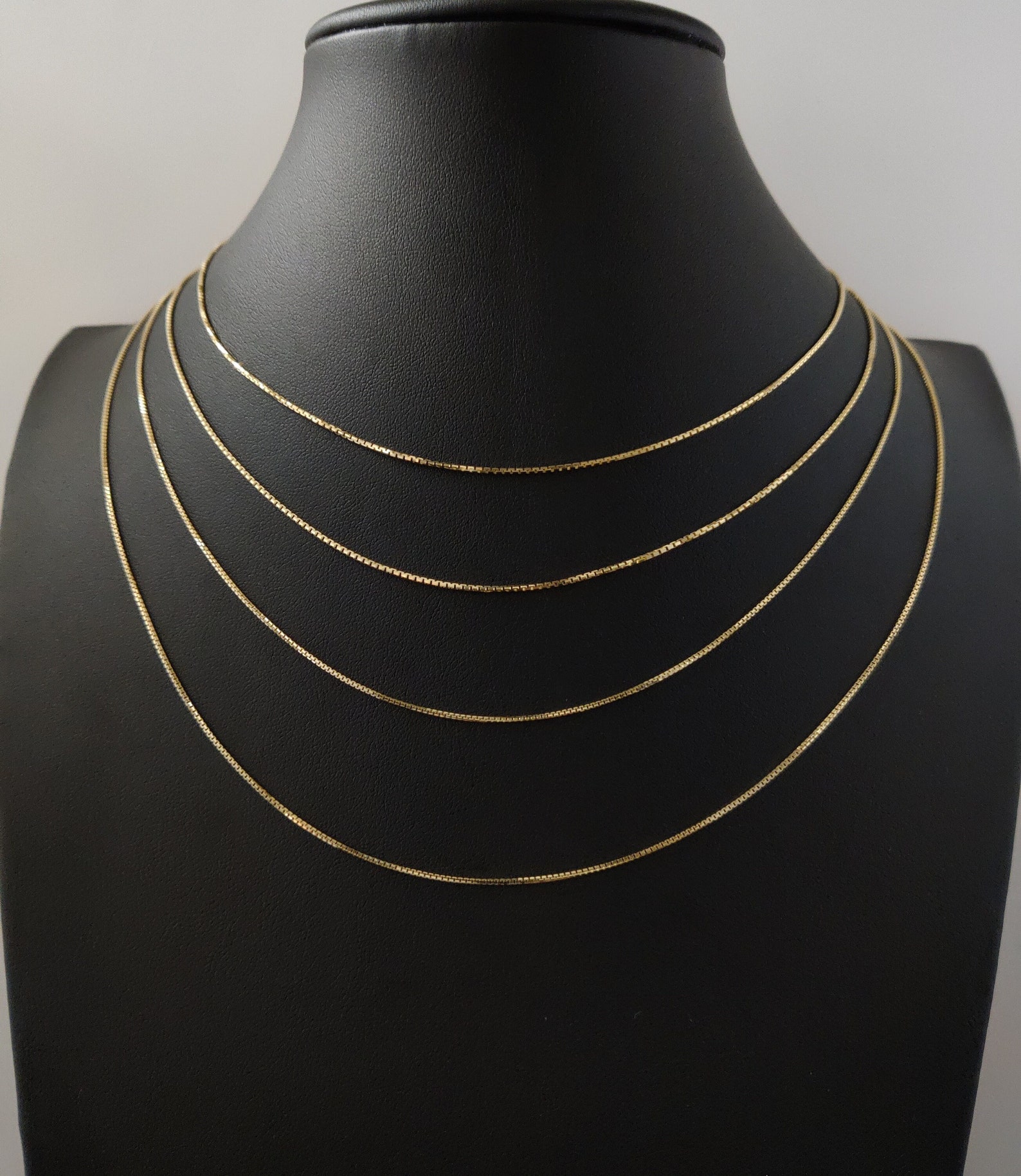 Solid 14K Gold Box Chain Necklace14k Gold Necklacewomenreal Etsy