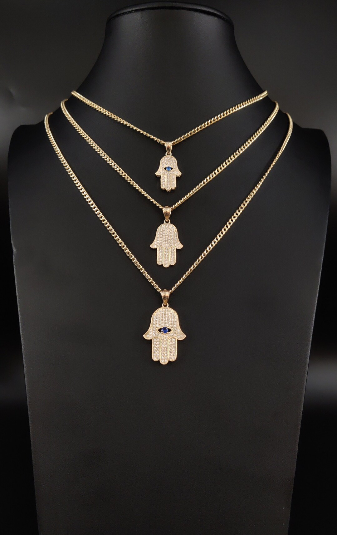 10k Real Gold Pendants Necklace, With 3mm Miami Cuban Chain Necklace