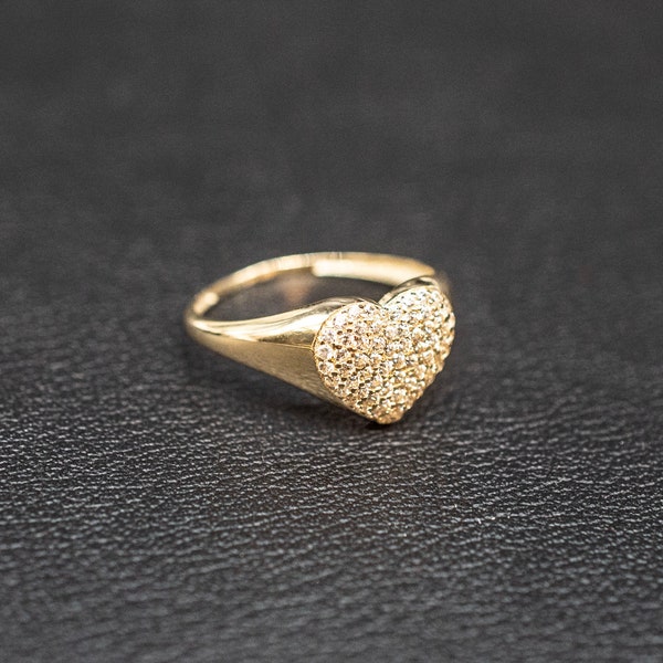 14k Real Solid Gold Heart Ring, 14k Solid Gold Women Heart Ring, Heart Symbol Gold Ring for Women, Gift,Real Gold Ring, 14k Sigma Heart Ring