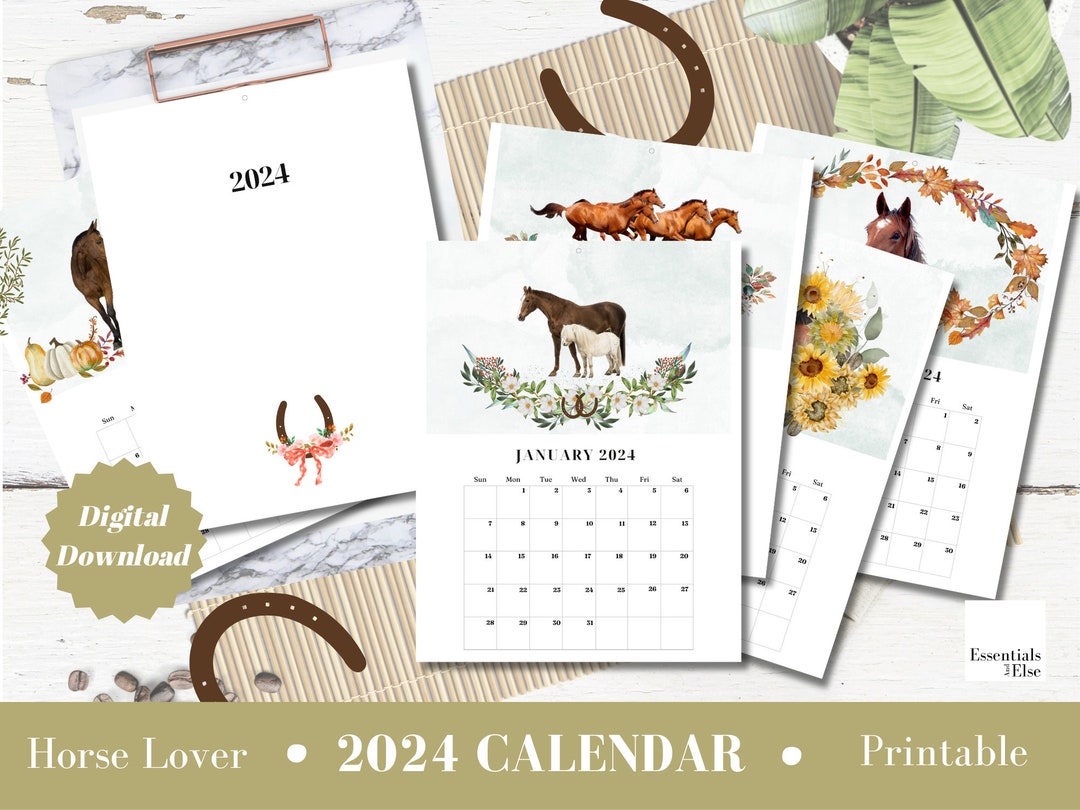 2024 Horse Calendar Printable Horse Lover 2024 2024 Wall Calendar Horse