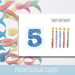Happy 5th Birthday Card Printable Birthday Card Printable Card for ...