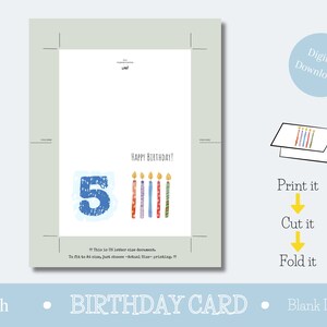 Happy 5th Birthday Card Printable Birthday Card Printable Card for ...