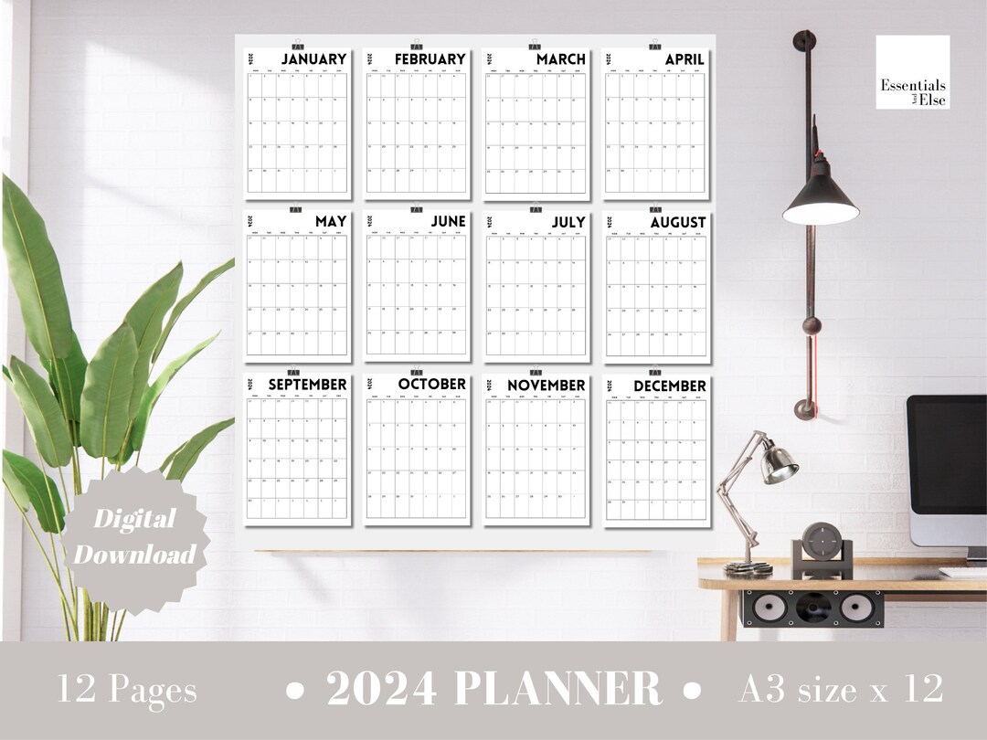 Wall Calendar 2024 Minimalistic Calendar 2024 Large Wall Calendar DIY ...