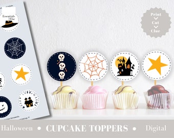 Décorations Pour Cupcakes Halloween - 24 Pièces (Toppers Et Wrappers) - Motifs Fantôme, Citrouille, Araignée, Squelette