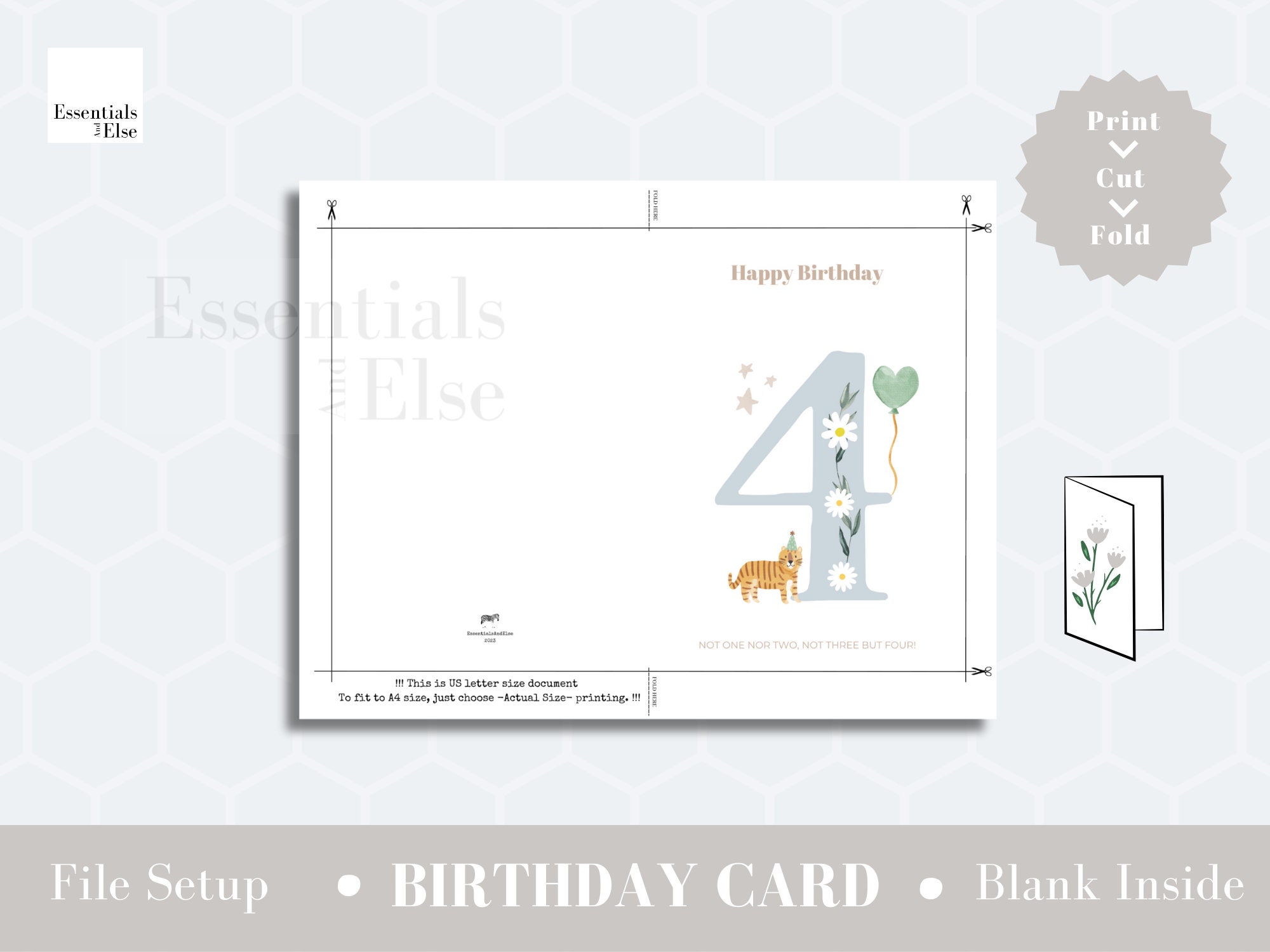 Happy 4th Birthday Card Printable Birthday Card Printable Card for ...