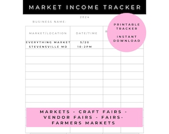 Craft Show Income Tracker, Market Sales Organizer (Digital Download)