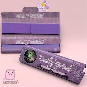 Daily Grind™ Purple Kingsize Slim Rolling Papers with Tips: Organic Arabic Gum, Slow Burn
